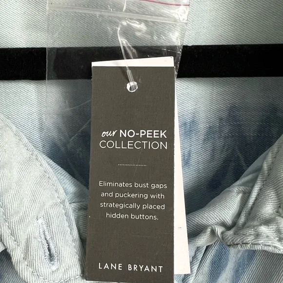 Lane Bryant Denim-look Tie-Dye Blouse | 30/32 - Picture 7 of 12